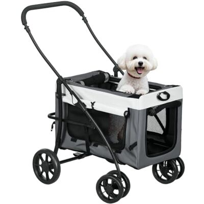 PawHut Carrinho para cães 4 em 1, dobrável para pequenos, 10 kg, cinzento Carrinho para cães, transporte para animais de estimação com vagão removível, almofada PawHut Carrinho para cães 4 em 1, dobrável para pequenos, 10 kg, cinzento Carrinho para cães, transporte para animais de estimação com vagão removível, almofada