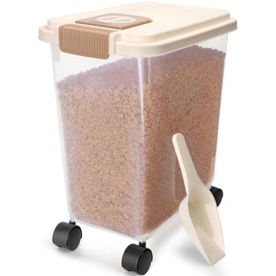 Nobleza Contenedor de Pienso para Mascotas 20L, con Ruedas, Tapa Abatible, Cuchara y Marcador de Fecha, Caja Hermética Transparente para Perros y Gatos Nobleza Contenedor de Pienso para Mascotas 20L, con Ruedas, Tapa Abatible, Cuchara y Marcador de Fecha, Caja Hermética Transparente para Perros y Gatos