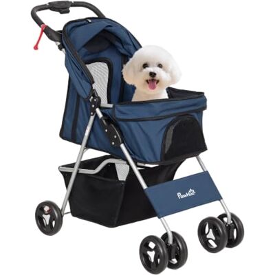 PawHut Carrinho para cães dobrável pequenos 15 kg 77 x 45 x 99,5 cm, azul Carrinho para animais de estimação, toldo ajustável, cesta de arrumação, 2 rodas universais PawHut Carrinho para cães dobrável pequenos 15 kg 77 x 45 x 99,5 cm, azul Carrinho para animais de estimação, toldo ajustável, cesta de arrumação, 2 rodas universais