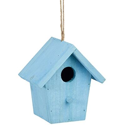 Relaxdays Casita para pássaros, comedor suspenso de pássaros, ornamento de jardim, madeira, 1 unidade, 16 x 15 x 11 cm, azul Relaxdays Casita para pássaros, comedor suspenso de pássaros, ornamento de jardim, madeira, 1 unidade, 16 x 15 x 11 cm, azul