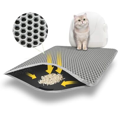 MOSUO Alfombra Arenero Gato 60 X 45 cm, Impermeable, Fácil de Limpiar,Gris Camada dupla, tapete para areia de gato, tapete gatos areia auto-limpeza coberta MOSUO Alfombra Arenero Gato 60 X 45 cm, Impermeable, Fácil de Limpiar,Gris Camada dupla, tapete para areia de gato, tapete gatos areia auto-limpeza coberta