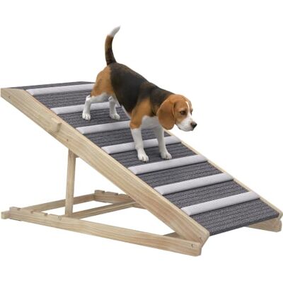 PawHut Rampa dobrável para cães altura ajustável 35-50 cm 100 x 50 x 50 cm Rampa para animais de estimação de madeira, tapete antiderrapante e alça, para cães pequenos médios e grandes, para cama sofá PawHut Rampa dobrável para cães altura ajustável 35-50 cm 100 x 50 x 50 cm Rampa para animais de estimação de madeira, tapete antiderrapante e alça, para cães pequenos médios e grandes, para cama sofá