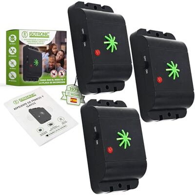 ISOTRONIC Repelente ultrassónico para gatos e cães: dissuasivo para gatos em celeiros, jardins, carros e garagens; repelente para cães a pilhas com um alcance eficaz de 40 m² (3 unidades). ISOTRONIC Repelente ultrassónico para gatos e cães: dissuasivo para gatos em celeiros, jardins, carros e garagens; repelente para cães a pilhas com um alcance eficaz de 40 m² (3 unidades).