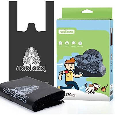 Nobleza Bolsa de excremento para cães, sacos de cacaca, cão com asas sem perfume, extra grossas malas de cacata, cães resistentes a fugas, 18 x 34 cm com alças, 120 malas Nobleza Bolsa de excremento para cães, sacos de cacaca, cão com asas sem perfume, extra grossas malas de cacata, cães resistentes a fugas, 18 x 34 cm com alças, 120 malas