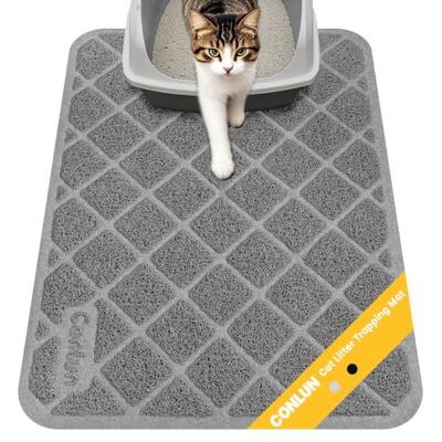 Conlun Alfombra Gatos Arenero, 61 x 43 cm Alfombrilla Arenero Gato, Diseño de control de dispersión de malla de rejilla, Material impermeable y antideslizante, Fácil de limpiar Lavable, Gris Conlun Alfombra Gatos Arenero, 61 x 43 cm Alfombrilla Arenero Gato, Diseño de control de dispersión de malla de rejilla, Material impermeable y antideslizante, Fácil de limpiar Lavable, Gris