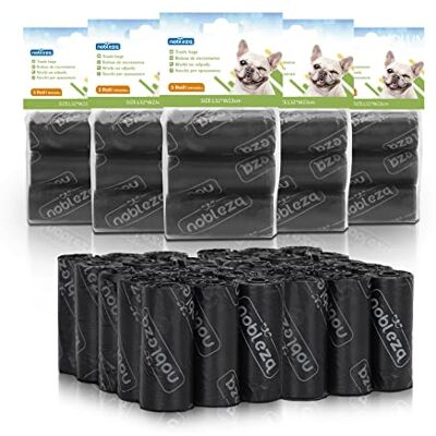 Nobleza Sacos de cão para cacho, 1080 unidades sacos de excrementos para cães, extra grosso, forte e à prova. 3 rolos por pacote, 72 rolos, cor preta Nobleza Sacos de cão para cacho, 1080 unidades sacos de excrementos para cães, extra grosso, forte e à prova. 3 rolos por pacote, 72 rolos, cor preta