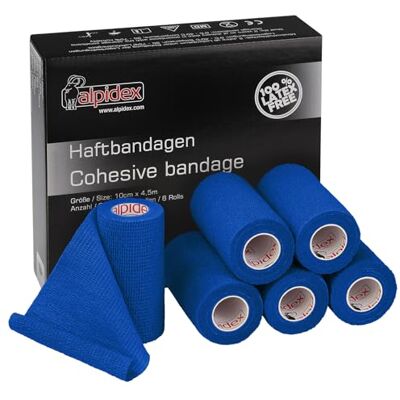 ALPIDEX 6 rolos fita adesiva 10 cm x 4,5 m fita adesiva envoltório ape desportiva bandagem autocolante mão joelhos tornozelo Vet Wrap cão gato cavalo, cor: azul ALPIDEX 6 rolos fita adesiva 10 cm x 4,5 m fita adesiva envoltório ape desportiva bandagem autocolante mão joelhos tornozelo Vet Wrap cão gato cavalo, cor: azul