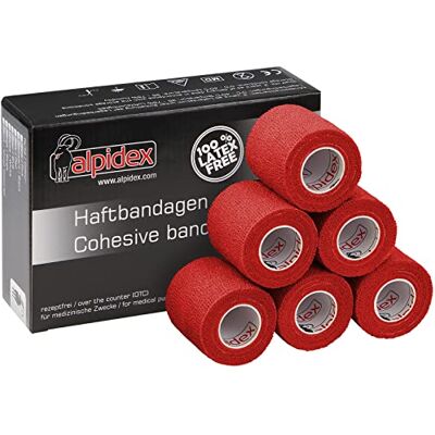 ALPIDEX 6 rolos fita adesiva 5 cm x 4,5 m fita adesiva envoltório ape desportiva bandagem autocolante mão joelhos tornozelo Vet Wrap cão gato cavalo, cor: vermelho ALPIDEX 6 rolos fita adesiva 5 cm x 4,5 m fita adesiva envoltório ape desportiva bandagem autocolante mão joelhos tornozelo Vet Wrap cão gato cavalo, cor: vermelho