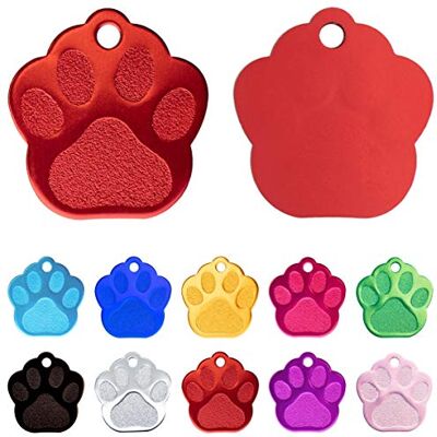 Desconocido Ibera Gifts Chapa de cão gravada em forma de pata, placa personalizada para cães e gatos médios e grandes, tamanho 35 mm x 35 mm, chapa de identificação cão e gato (vermelha) Desconocido Ibera Gifts Chapa de cão gravada em forma de pata, placa personalizada para cães e gatos médios e grandes, tamanho 35 mm x 35 mm, chapa de identificação cão e gato (vermelha)
