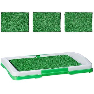 Relaxdays Bandeja Sanitária para Cão com 4 Tapetes Absorventes Grama, Bandeja Higiênica para Cachorros, Plástico 5,5x45,5x33cm, Branco/Verde Relaxdays Bandeja Sanitária para Cão com 4 Tapetes Absorventes Grama, Bandeja Higiênica para Cachorros, Plástico 5,5x45,5x33cm, Branco/Verde