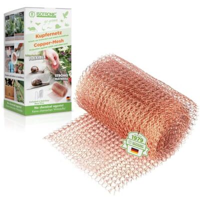 ISOTRONIC Malha de cobre contra lesmas e rato, 6 m de rede para proteção de roedores, tecido para selar orifícios e fissuras, fita de cobre para uso interior e exterior ISOTRONIC Malha de cobre contra lesmas e rato, 6 m de rede para proteção de roedores, tecido para selar orifícios e fissuras, fita de cobre para uso interior e exterior