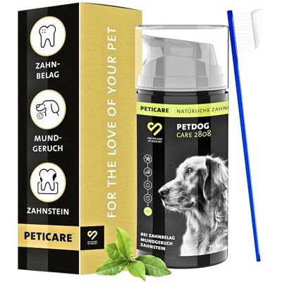 Peticare Pasta dentária natural para cães suporte contra placa e mau hálito Favorece a higiene oral e a flora bucal Fácil de usar Para todas as raças e tamanhos petDog Care 2808 Peticare Pasta dentária natural para cães suporte contra placa e mau hálito Favorece a higiene oral e a flora bucal Fácil de usar Para todas as raças e tamanhos petDog Care 2808