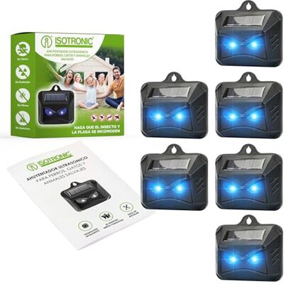 ISOTRONIC Repelente solar contra animais selvagens, como guaxinins, veados, raposas, javalis, etc. 6 repelentes eficazes com luz LED azul ISOTRONIC Repelente solar contra animais selvagens, como guaxinins, veados, raposas, javalis, etc. 6 repelentes eficazes com luz LED azul
