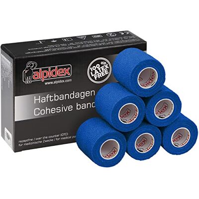 ALPIDEX 6 rolos fita adesiva 5 cm x 4,5 m fita adesiva envoltório ape desportiva bandagem autocolante mão joelhos tornozelo Vet Wrap cão gato cavalo, cor: azul ALPIDEX 6 rolos fita adesiva 5 cm x 4,5 m fita adesiva envoltório ape desportiva bandagem autocolante mão joelhos tornozelo Vet Wrap cão gato cavalo, cor: azul