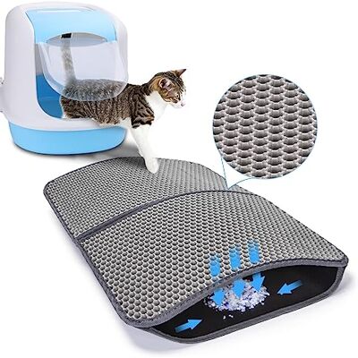 Nobleza Tapete para gatos, esteira de areia para gatos, tapete antiderrapante para areia de gatos, tapete dobrável para areia de gatos, material impermeável (Cinza, 60 * 43 cm) Nobleza Tapete para gatos, esteira de areia para gatos, tapete antiderrapante para areia de gatos, tapete dobrável para areia de gatos, material impermeável (Cinza, 60 * 43 cm)