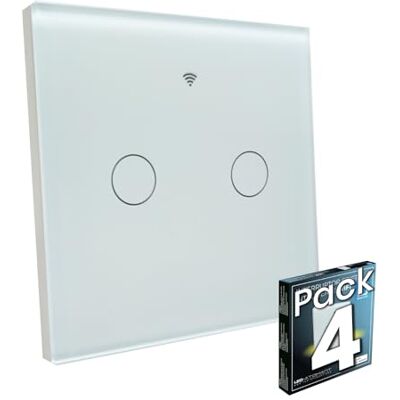 LED ATOMANT 4 x Interruptor de cristal Wifi 2 vias sem neutro App Smart Botão de parede LED ATOMANT 4 x Interruptor de cristal Wifi 2 vias sem neutro App Smart Botão de parede