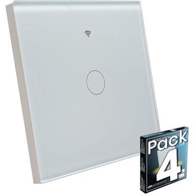LED ATOMANT 4 x interruptor de cristal wi-fi sem cabo neutro App Smart Life Botão de parede, compatível com Alexa e Google Assistant LED ATOMANT 4 x interruptor de cristal wi-fi sem cabo neutro App Smart Life Botão de parede, compatível com Alexa e Google Assistant