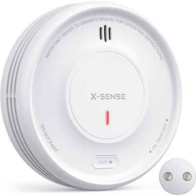X-Sense Detector de fumo Wi-Fi, , 1 unidade Alarme contra incêndios, bateria de até 10 anos, bateria substituível, requer estação base SBS50, montagem magnética X-Sense Detector de fumo Wi-Fi, , 1 unidade Alarme contra incêndios, bateria de até 10 anos, bateria substituível, requer estação base SBS50, montagem magnética
