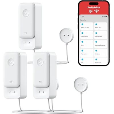 SwitchBot Sensor de fugas de água WiFi, sem hub, detetor inteligente com alertas ajustáveis de 100 dB e notificações na aplicação, impermeável IP67, com cabo sensor de 1 m, compatível com 2,4 G SwitchBot Sensor de fugas de água WiFi, sem hub, detetor inteligente com alertas ajustáveis de 100 dB e notificações na aplicação, impermeável IP67, com cabo sensor de 1 m, compatível com 2,4 G