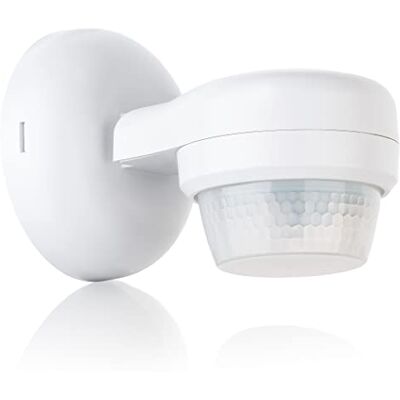 SEBSON Detector de movimento exterior IP65, montagem superfície na parede e no teto, LED adequado, sensor de movimento infravermelho programável, alcance MAX 24 m/360 ° SEBSON Detector de movimento exterior IP65, montagem superfície na parede e no teto, LED adequado, sensor de movimento infravermelho programável, alcance MAX 24 m/360 °