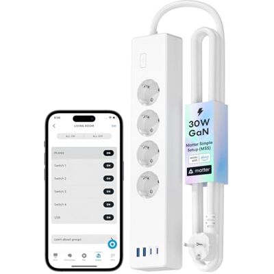 meross Extensão tomadas Matter USB-C carregamento rápido 30 W Tomada inteligente, medição de energia, controlo por voz, sem subscrição, com HomeKit, Alexa, Google, Home Assistant, 16A meross Extensão tomadas Matter USB-C carregamento rápido 30 W Tomada inteligente, medição de energia, controlo por voz, sem subscrição, com HomeKit, Alexa, Google, Home Assistant, 16A