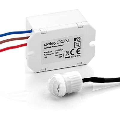 deleyCON 1 x Detector de movimento infravermelhos em miniatura no interior alcance de 6 m a 360° a construção mais pequena quase invisível IP20 montagem embutida branco deleyCON 1 x Detector de movimento infravermelhos em miniatura no interior alcance de 6 m a 360° a construção mais pequena quase invisível IP20 montagem embutida branco