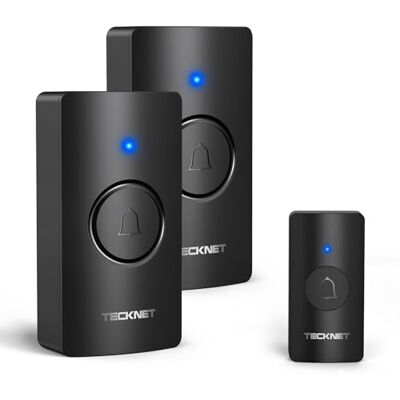 TECKNET Campainha sem fios exterior impermeável IP67, 400 m alcance Doorbell, kit de campainha a pilhas com 2 recetor 1 transmissor, 5 níveis de volume (0 110 dB) e 60 melodias, indicador LED, preto 2 Receptores+1 Transmisor, 400m Alcance, IP67, 5 Nivel TECKNET Campainha sem fios exterior impermeável IP67, 400 m alcance Doorbell, kit de campainha a pilhas com 2 recetor 1 transmissor, 5 níveis de volume (0 110 dB) e 60 melodias, indicador LED, preto 2 Receptores+1 Transmisor, 400m Alcance, IP67, 5 Nivel