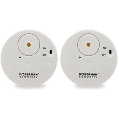 WER Doberman Alarme de janela ultrafino de segurança, alarme forte de 100 dB e sensores de vibração, alarme antirroubo de design moderno e ultra-fino com suporte autocolante (2 embalagens) WER Doberman Alarme de janela ultrafino de segurança, alarme forte de 100 dB e sensores de vibração, alarme antirroubo de design moderno e ultra-fino com suporte autocolante (2 embalagens)