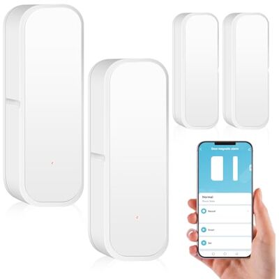 GOMETY Sensor de porta WiFi, conjunto de 2 sensores de alarme de porta, detetor inteligente de porta aberta/fechada, sensor de porta inteligente Tuya, sensor de janela sem fio, notificação de GOMETY Sensor de porta WiFi, conjunto de 2 sensores de alarme de porta, detetor inteligente de porta aberta/fechada, sensor de porta inteligente Tuya, sensor de janela sem fio, notificação de