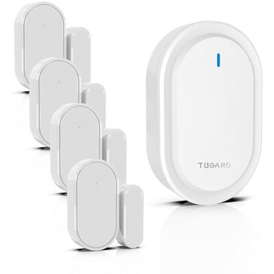 TUGARD Doorbell Wireless Detector para portas e Windows, 39 ringtons, 1 porta de alarme com 4 pares sensores de porta, sistema de alarme de segurança doméstica, loja de segurança, branco TUGARD Doorbell Wireless Detector para portas e Windows, 39 ringtons, 1 porta de alarme com 4 pares sensores de porta, sistema de alarme de segurança doméstica, loja de segurança, branco