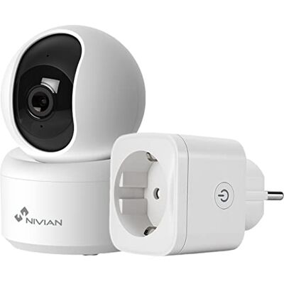 NIVIAN Câmera de vigilância Interior Cúpula 360º WiFi+Tomada-2K-Áudio bidirecional-Detecção de Humanos e Auto-Tracking-Adequada para Interior-Compatível com Amazon Alexa e Google Home–App Tuya NIVIAN Câmera de vigilância Interior Cúpula 360º WiFi+Tomada-2K-Áudio bidirecional-Detecção de Humanos e Auto-Tracking-Adequada para Interior-Compatível com Amazon Alexa e Google Home–App Tuya