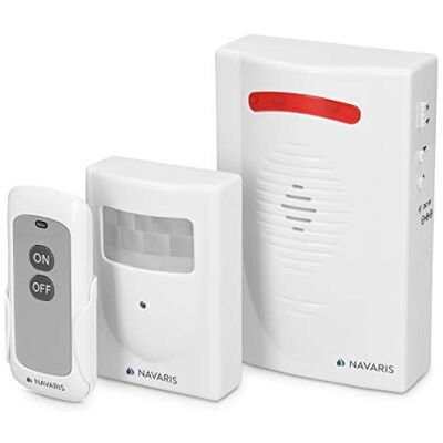 Navaris Sistema de alarme sem fios alarme antirroubo com sirene e luzes alarme de casa com sensor de movimento PIR com controlo remoto Navaris Sistema de alarme sem fios alarme antirroubo com sirene e luzes alarme de casa com sensor de movimento PIR com controlo remoto