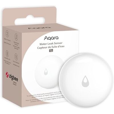 Aqara Sensor de inundação T1, requer HUB Zigbee 3.0 alertas instantâneos de inundação, compatível com Apple Home, Alexa e Google Home, proteção sem fios para casa de banho e Aqara Sensor de inundação T1, requer HUB Zigbee 3.0 alertas instantâneos de inundação, compatível com Apple Home, Alexa e Google Home, proteção sem fios para casa de banho e