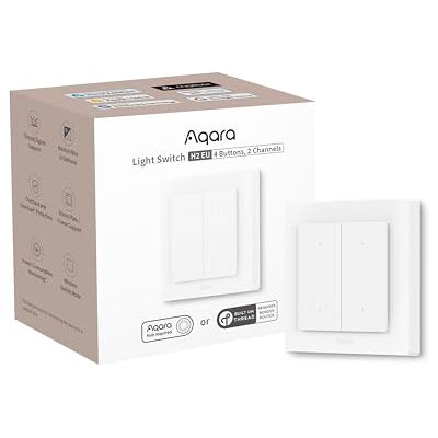 Aqara Interruptor de luz inteligente H2 UE, Matter over Thread, Thread 4 elementos de 2 canais, 2 em 1 neutro, interruptor de parede inteligente, compatível com Apple Home, Alexa e Google Home Aqara Interruptor de luz inteligente H2 UE, Matter over Thread, Thread 4 elementos de 2 canais, 2 em 1 neutro, interruptor de parede inteligente, compatível com Apple Home, Alexa e Google Home