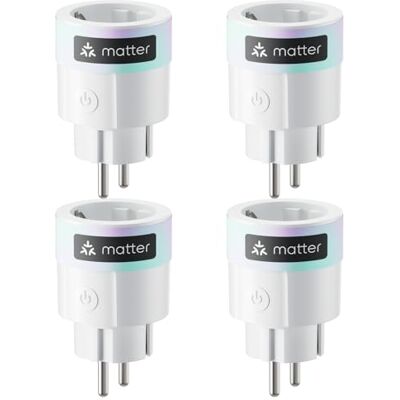 SwitchBot Matter Plug Mini pacote de 4 com monitor de energia, controlo via Wi-Fi e Bluetooth, compatível com Alexa, Google Home, Apple Home e HomeAssistant, controlo por voz e acesso ao app, 16 A SwitchBot Matter Plug Mini pacote de 4 com monitor de energia, controlo via Wi-Fi e Bluetooth, compatível com Alexa, Google Home, Apple Home e HomeAssistant, controlo por voz e acesso ao app, 16 A