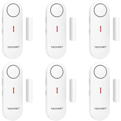 TECKNET Alarmas de Portas e Janelas, Sensor de Porta Alarmes para Casa, Alarme e Campainha 2 em 1, Controle de Volume de 3 Níveis, Alarme de Porta com Sirene para Casa, Loja, Escritório, Garagem (6 TECKNET Alarmas de Portas e Janelas, Sensor de Porta Alarmes para Casa, Alarme e Campainha 2 em 1, Controle de Volume de 3 Níveis, Alarme de Porta com Sirene para Casa, Loja, Escritório, Garagem (6