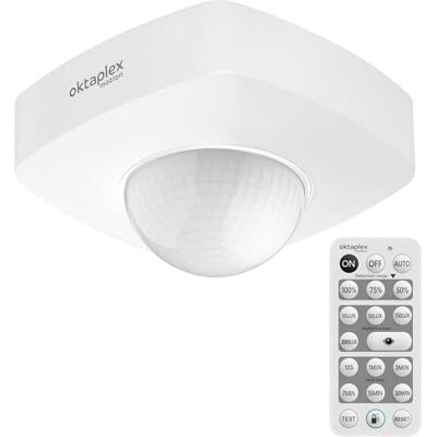 Oktaplex motion Oktaplex Tim Detector de movimento para exteriores (360°, inclui controlo remoto, sensor de infravermelhos, IP65, 230 V), branco Oktaplex motion Oktaplex Tim Detector de movimento para exteriores (360°, inclui controlo remoto, sensor de infravermelhos, IP65, 230 V), branco