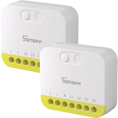 SONOFF MINI Duo-L Zigbee Smart Switch Sem condutor neutro, Zigbee 3.0, 2 canais, 16A, compatível com Alexa/Google Home, temporizador inteligente e automação, compacto, pack de 2 SONOFF MINI Duo-L Zigbee Smart Switch Sem condutor neutro, Zigbee 3.0, 2 canais, 16A, compatível com Alexa/Google Home, temporizador inteligente e automação, compacto, pack de 2