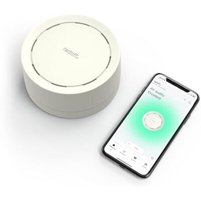 radoff Now *Edição Branca Limitada Medidor Qualidade do Ar, Medidor Co2 COV PM Compatível com Alexa, Acessórios para Casa Inteligente com Medidor de Umidade, Pressão Atmosférica e Sensor de radoff Now *Edição Branca Limitada Medidor Qualidade do Ar, Medidor Co2 COV PM Compatível com Alexa, Acessórios para Casa Inteligente com Medidor de Umidade, Pressão Atmosférica e Sensor de