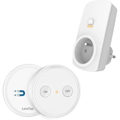 LoraTap Conjunto de tomada sem fios inteligente com controlo remoto, controlo remoto para luzes e eletrodomésticos, alcance de 200 m, 10 A/2500 W, branco, 2 anos de garantia LoraTap Conjunto de tomada sem fios inteligente com controlo remoto, controlo remoto para luzes e eletrodomésticos, alcance de 200 m, 10 A/2500 W, branco, 2 anos de garantia