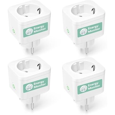 meross Tomada inteligente com medição do consumo, tomada inteligente 16 A com controlo remoto e por voz, temporizador, tomada Wi-Fi compatível com Alexa, Google Home e SmartThings, 4 peças meross Tomada inteligente com medição do consumo, tomada inteligente 16 A com controlo remoto e por voz, temporizador, tomada Wi-Fi compatível com Alexa, Google Home e SmartThings, 4 peças