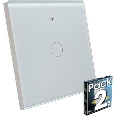 LED ATOMANT 2 x Interruptor de cristal Wifi sem cabo neutro App Smart Life Botão de parede, compatível com Alexa e Google Assistant LED ATOMANT 2 x Interruptor de cristal Wifi sem cabo neutro App Smart Life Botão de parede, compatível com Alexa e Google Assistant