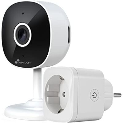 NIVIAN câmera + tomada inteligente Wi-Fi 2,4 GHz Gravação em MicroSD (não incluída) 2K Detecção de Humanos Áudio bidirecional Adequada para Interior Compatível com Amazon Alexa e Google NIVIAN câmera + tomada inteligente Wi-Fi 2,4 GHz Gravação em MicroSD (não incluída) 2K Detecção de Humanos Áudio bidirecional Adequada para Interior Compatível com Amazon Alexa e Google