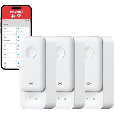 SwitchBot WiFi Sensor de Água Pack de 3, Inteligente de Fugas de Água, Alertas Ajustáveis de 100dB e App, IP67 À Prova D'Água, Detector Sem Fio para Cozinha, Banheiro, Porão, Não Exige Hub (Permite SwitchBot WiFi Sensor de Água Pack de 3, Inteligente de Fugas de Água, Alertas Ajustáveis de 100dB e App, IP67 À Prova D'Água, Detector Sem Fio para Cozinha, Banheiro, Porão, Não Exige Hub (Permite