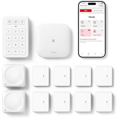 X-Sense Sistema de alarme Wi-Fi com App para casa e apartamento, alarme inteligente com sensor de porta e janela, sensor de movimento, teclado com botão de pânico, inclui estação base, Protección inteligente para casa y apartamento, Estación base inclu X-Sense Sistema de alarme Wi-Fi com App para casa e apartamento, alarme inteligente com sensor de porta e janela, sensor de movimento, teclado com botão de pânico, inclui estação base, Protección inteligente para casa y apartamento, Estación base inclu