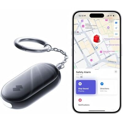 SwitchBot Alarme de Segurança Pessoal, Sirene de 130dB com Luz LED Estroboscópica, Porta-chaves de Autodefesa IP65 com Alertas de Localização, Ideal para Mulheres, Crianças e Idosos, Preto SwitchBot Alarme de Segurança Pessoal, Sirene de 130dB com Luz LED Estroboscópica, Porta-chaves de Autodefesa IP65 com Alertas de Localização, Ideal para Mulheres, Crianças e Idosos, Preto