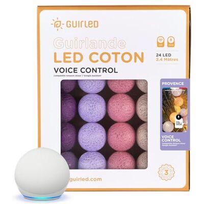 GuirLED Guirlanda luminosa bolas de algodão LED USB WIFI- controlo de voz casa ligada Amazon Alexa e Google Assistant adaptador de energia 2 x USB incluído 24 bolas 2,4 m Provence GuirLED Guirlanda luminosa bolas de algodão LED USB WIFI- controlo de voz casa ligada Amazon Alexa e Google Assistant adaptador de energia 2 x USB incluído 24 bolas 2,4 m Provence