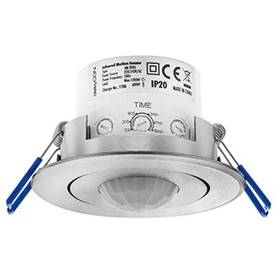 deleyCON 1 x detector de movimento de teto infravermelhos no interior alcance de 8 m a 360 ° brilho ambiente ajustável IP20 montagem embutida alumínio deleyCON 1 x detector de movimento de teto infravermelhos no interior alcance de 8 m a 360 ° brilho ambiente ajustável IP20 montagem embutida alumínio