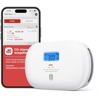 X-Sense Detector inteligente de monóxido de carbono , alarme de CO com ecrã digital LCD, alarme portátil de monóxido de carbono para viagens, embalagem de 1 unidade X-Sense Detector inteligente de monóxido de carbono , alarme de CO com ecrã digital LCD, alarme portátil de monóxido de carbono para viagens, embalagem de 1 unidade