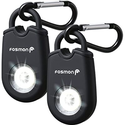 Fosmon Alarme pessoal de bolso anti-agressão Alarme para mulher e homem sereia de 130 dB audível até 180 m Alarme pessoal com luz intermitente Alarme com mosquetão Pacote de 2 alarmes Fosmon Alarme pessoal de bolso anti-agressão Alarme para mulher e homem sereia de 130 dB audível até 180 m Alarme pessoal com luz intermitente Alarme com mosquetão Pacote de 2 alarmes